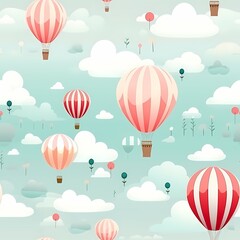  hot air balloon illustration nursery art seamless pattern
