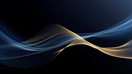 Elegant Navy Blue and Gold Abstract Wave Line Arts Background: Modern Luxury Design with Shiny Metallic Texture for Creative Decoration and Artistic Illustration.