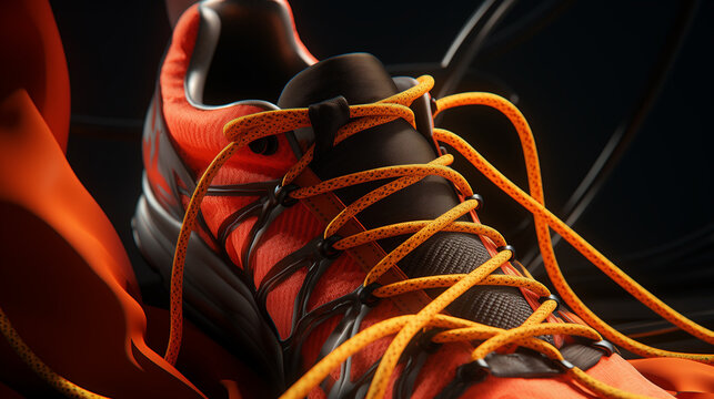 Person tying a shoe, Person tying their shoes, Tying sports shoes close shot, Ai generated image