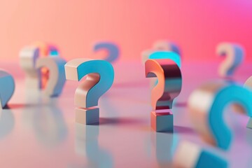 Stylized question marks on a gradient background, representing thought process and uncertainty - obrazy, fototapety, plakaty
