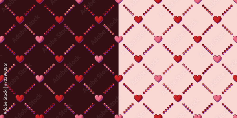 Poster geometric pattern with little heart. diagonal square grid. illustration for valentines day. for prin