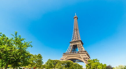 Blue sky over Eiffel Tower