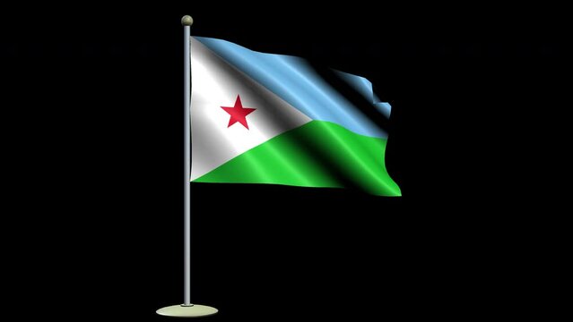 Waving djibouti  flag with alpha channel
