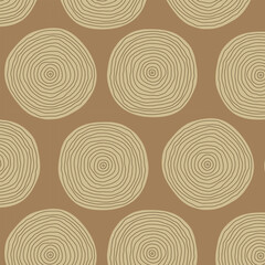 Seamless beige pattern of big textured circles