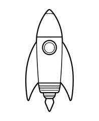 Cute and funny coloring page of a rocket. Provides hours of coloring fun for children. To color this page is very easy. Suitable for little kids and toddlers.