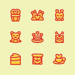 Valentine Day Icon Set Symbol Design illustration vector Emblem