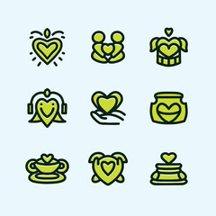 Valentine Day Icon Set Symbol Design illustration vector Emblem