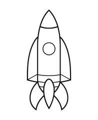 Cute and funny coloring page of a rocket. Provides hours of coloring fun for children. To color this page is very easy. Suitable for little kids and toddlers.