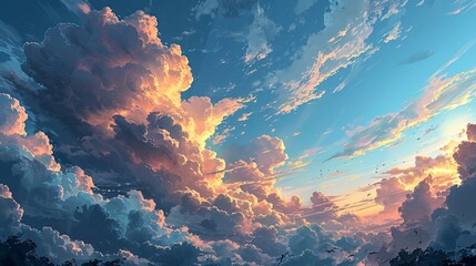 Panoramic Cloudless Blue Sky Full Eveing, Background Banner HD - obrazy, fototapety, plakaty