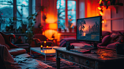 Gamer's Paradise: Tech Hub with Dual Monitors