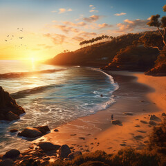 Tropical Beach cove sunset 