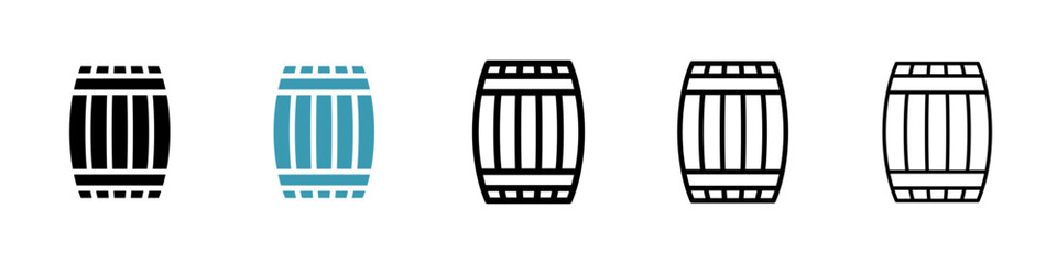 Oak Cask vector icon set. Aged Wine Barrel vector symbol for UI design.