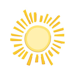 yellow sun cartoon. shine sky, sunbeam abstract, star ray yellow sun sign. isolated symbol vector illustration