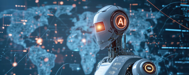 Obraz premium Smart robot showing glow 