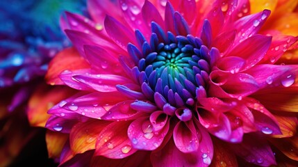 macro close-up photography of vibrant colorful flower, generative AI
