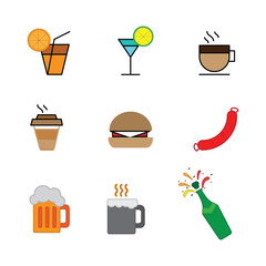 collection of drink glass icons. isolated white background. vector illustration