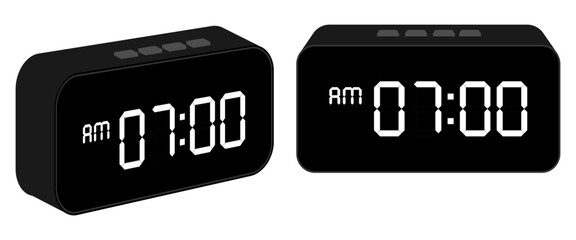 alarm clock digital, flat design vector illustration isolated on white background.