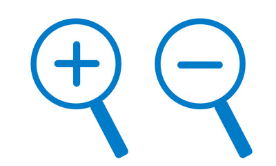 Fototapeta premium 虫眼鏡 拡大鏡 ルーペ 検索 調べる シルエット プラス マイナス セット