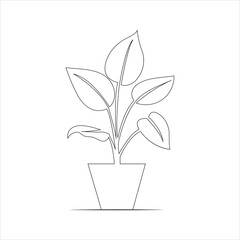 Continuous beautiful one line home plant drawing art design