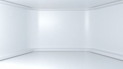 Empty simple white light interior room. 3d render.