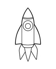 Cute and funny coloring page of a rocket. Provides hours of coloring fun for children. To color this page is very easy. Suitable for little kids and toddlers.