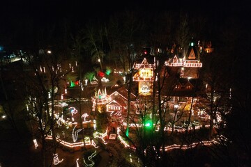 Landoll's Mohican Castle, Christmas lights. 
