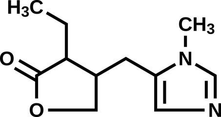 Pilocarpine structural formula, vector illustration