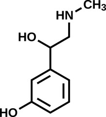 Phenylephrine structural formula, vector illustration