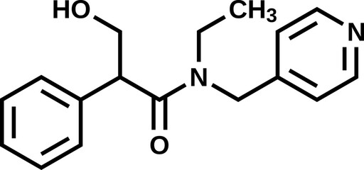 Tropicamide structural formula, vector illustration