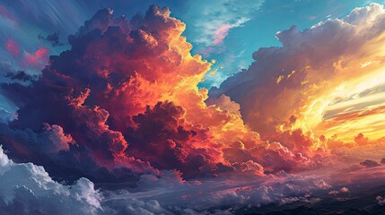 Sky Cloud Bright Rainbow Colors Colorful, Background Banner HD