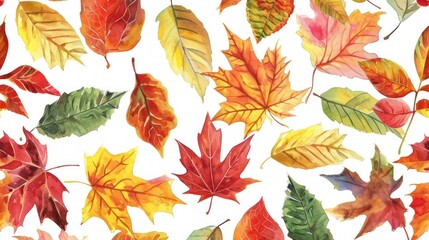Whispers of Autumn, An Exquisite Tapestry of Vibrant Leaves Adorning a Pure White Canvas