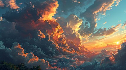 Fototapeta na wymiar Soft Cloud On Sky Sunset Time, Background Banner HD