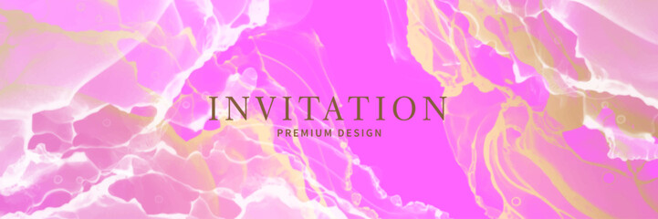 Premium wedding cover design with gold and white splashes on pink background. Luxury background cover design, invitation, poster, flyer, wedding card, luxe invite, business banner, prestigious voucher