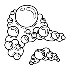 Soap foam bubbles sketch. Hygiene, cleanliness, spa. Hand drawn line art illustration.