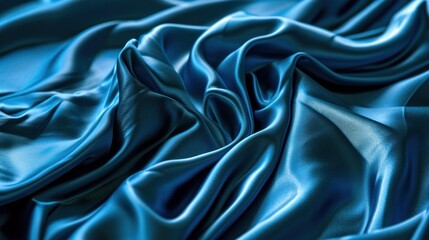 Fototapeta premium Azure Symphony, A Mesmerizing Close Up Journey Into the Enigmatic Depths of Blue Fabric