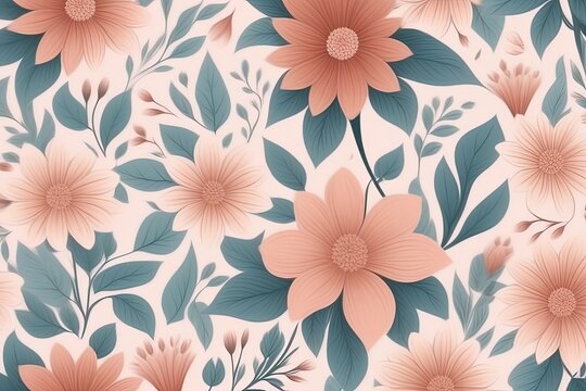 seamless Pink floral pattern Generative AI 