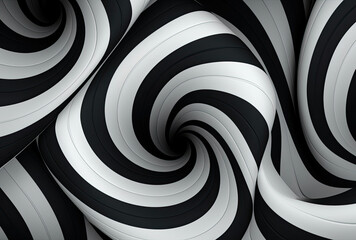 Ethereal Dance, A Mesmerizing Whirl of Black and White, Unfolding Against a Dark Canvas