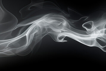 Mystical Dance, A Hypnotic White Smoke Swirl Crafting Enigmatic Patterns on a Velvet Black Canvas