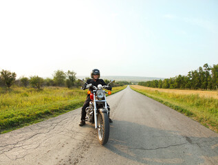 Biker on the country road
