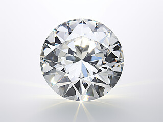 Round Cut Diamond on White Background, Classic and Timeless Sparkling Gemstone