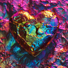 colorful holographic heart