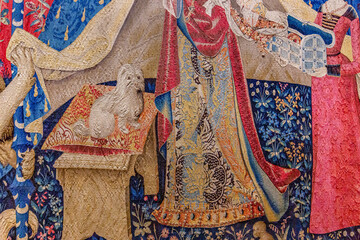 The lady and the unicorn tapestry, Cluny chapel, Paris, France