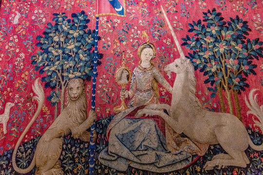 The lady and the unicorn tapestry, Cluny chapel, Paris, France