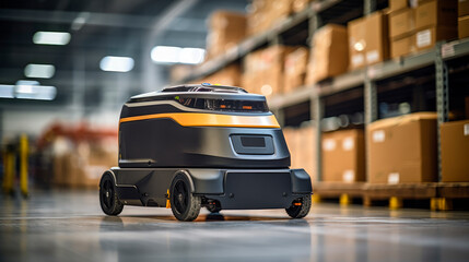 Fototapeta na wymiar Smart retail concept, robot service use for efficiently sorting hundreds of parcels.