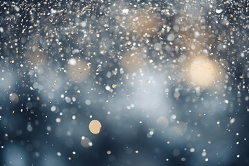 Scenery outside the window with snow-like powder falling