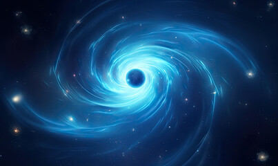 Blue Spiral With Stars, Mesmerizing Cosmic Design on a Deep Blue Background