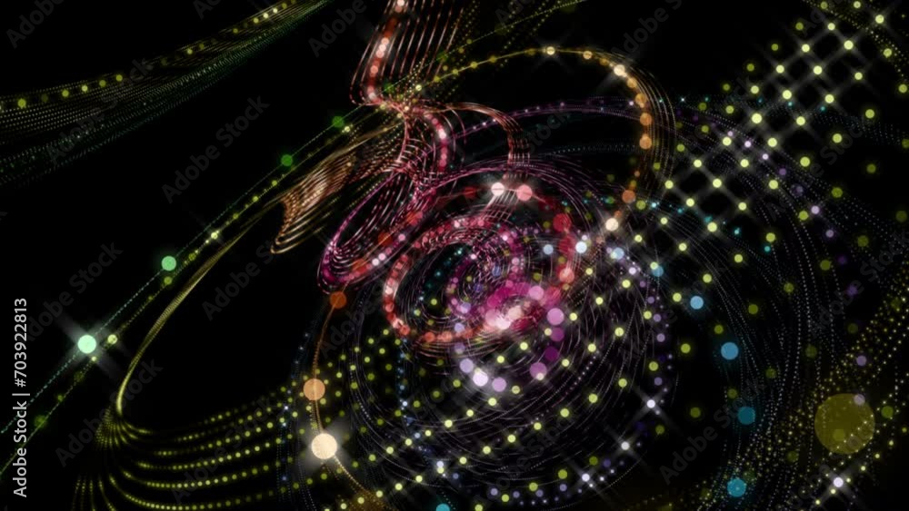Aufkleber futuristic video animation with flickering particle stripe object in fast motion, 4096x2304 loop 4k