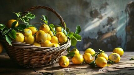 Illuminated Citrus Bounty, A Vibrant Basket Overflowing With Sun-Kissed Lemons, Serenading Our Senses