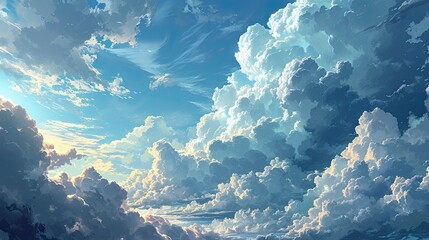 Fototapeta na wymiar Vast Blue Sky Clouds Background Tiny, Background Banner HD