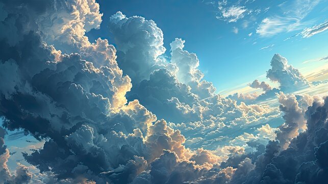 Vertical Image White Clouds Blue Sky, Background Banner HD